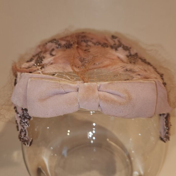 Vintage Hat with Net, Feathers, Beads *AS IS READ* main image 13